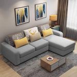 FURNY Sebasstian 4 Seater Sectional Fabric RHS L Shape Sofa Set (Grey)