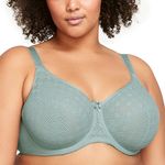 Glamorise Women's Plus Size Lace Comfort Wonderwire Bra Underwire #9855, Jade, 42H