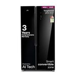 Godrej 600L 3Star | 1+2 Year Additional Warranty | Smart Convertible Zones | Toughened Glass Door | Frost Free Inverter Side By Side Refrigerator (2025 Model, RS EONVELVET 646C RIT OP BK, Opera Black)