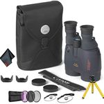 Canon 18x50 Image Stabilization All-Weather Binoculars - Bundle with Tulip Lens Hoods, Tripod + More