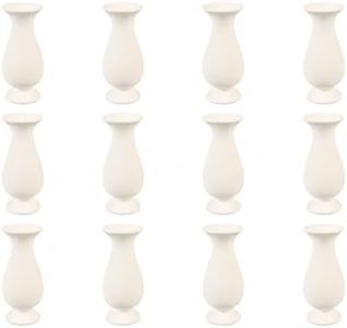 Fun Express DIY Ceramic Vase Set of 12 - Small White Bud Vases in Bulk for Centerpieces | Mini Pottery Vases for Home Decor, Wedding Decorations for Tables & Crafts for Kids | Paintable Clay Vase Kit