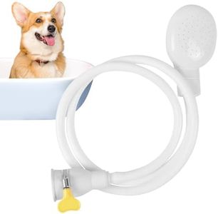 Shower Tap Attachment for Bath, Single Tap Shower Hose, Pet Shower Sink Hose with Secure Fit Clamp Included, for Bathing Baby, Pet, Portable Dog Shower, 1.3 m Hose(White)