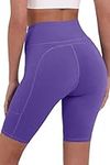 TCA Women's Equilibrium Yoga Workout Athletic Gym Running High Waisted Short with Phone Pocket - Passion Flower, M