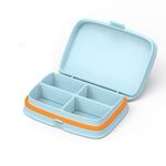 ZDQZC Waterproof Pill Case - Travel Pill Organizer Small Pill Box with Removable Compartments - Portable Pill Container Outdoor Pill Holder (4 Compartments, Blue)