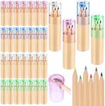 32 Pack Mini Drawing Colored Pencils with Sharpener Mini Drawing Pencils Set for Kids 3.3inch Short Fat Color Pencils in Tube Coloring Pencil Bulk for Adult Coloring Books, Classroom School Drawing