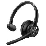 TECKNET Wireless Headset with Microphone - V6.0 Bluetooth Trucker Headset with Noise Cancelling Microphone and Mute Button, 60H Working Time, On-Ear Bluetooth Headphones for Call Center/Office/Drivers