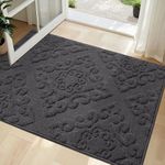 COSY HOMEER Nonslip Indoor Doormat with Baroque Relief Patterns, 80x120 cm Large Welcome Floor Mat Inside for Front Back Door Entrance, Dark Grey