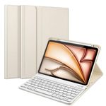 Fintie Keyboard Case for iPad Air 5th Generation (2022) / iPad Air 4th Gen (2020) 10.9 Inch with Pencil Holder - Soft TPU Back Cover with Magnetically Detachable Bluetooth Keyboard, Starlight