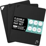 Extra Thick Flexible Cutting Boards for Kitchen, Cutting Mats for Cooking, Colored Cutting Mat Set, Non-Slip Cutting Sheets, Flexible Plastic Cutting Board Set of 3, Serving Utensils 15"x12"