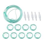 10PCS 7ft/2.1m Adult Oxygen Tubing Nasal Cannula Soft Green and 5PCS Oxygen Tubing Swivel Connector