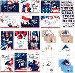 Decorably 120 Pack Veterans Day Cards with Envelopes & Stickers - 12 Designs Blank Inside Military Thank You Cards, 6x4in Patriotic Thank You Cards, Veteran Day Cards, Veteran Thank You Cards