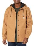 Carhartt Men's Rain Defender Relaxed Fit Heavyweight Hooded Shirt Jacket, Oiled Walnut Heather, Small