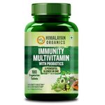 Himalayan Organics Immunity Multivitamin With Probiotics | B1,B2,B3,B5,B6,B12,A,E,k,D3,Zinc, Giloy, Calcium | Boost Energy | Good For Bone, Joints, Hair & Skin -180 Veg Tablets