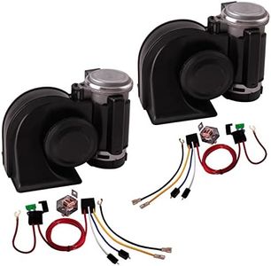 2 Pack Train Horn for Car 12V 150db Loud Truck Horn Car Horn Electric Snail Air Horn Kit with Relay Harness for Vehicles Motorcycle Boat Ship(Black)