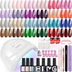 PHOENIXY Gel Nail Polish Kit 44 Pcs 72 Effect Gel Nail Polish Set with U V Light 48W Base Glitter Top Coat Gel Nail Kit Manicure Tools Gifts for Women