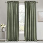 RYB HOME Velvet Curtains 96 inches Long 2 Panels Set, Luxury Window Treatment Privacy Thermal Insulated Backdrops for Living Room, 52 inch x 96 inches, Sage Green