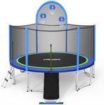 Zupapa Trampolines No-Gap Design 1500 LBS Weight Capacity 16 15 14 12 10 8FT for Kids Children with Safety Enclosure Net Outdoor Backyards Large Recreational Trampoline