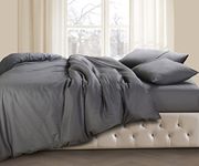 Spread Spain Cotton Oxford 400 Thread Count Geometric Pattern Single Bed Size Zipper Duvet/Quilt Cover Soft and Comfy Duvet Cover (60" x 90" inch Grey)