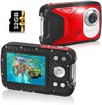 Waterproof Digital Camera,17 FT Underwater Camera 2.8" LCD HD1080P 30MP Kids Video Camcorder with 32G Card and Rechargeable Battery,Point and Shoot Camera for Kids Teenagers Students Gifts