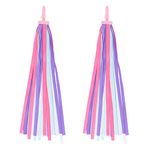 Kid's Rainbow Bike Streamers For Girls Boys, 2 PCS Childrens Baby's Colorful Handlebar Bicycle Grips Tassel Ribbons,Carrier Accessories Easy Attach To Scooter's/tricycle's/bike's Handlebars -Purple