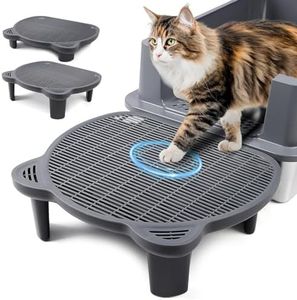 Bartuke Adjustable Cat Ramp Litter Box Step Double Layer with Filter Function, Elevated Litter Box Ramp for Senior Cats Easy Cleaning Cat Litter Tray for Floor Indoor (Dark Grey)