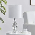 LEEZM Bedside Table Lamp for Living Room, Bedroom, Children Room Crystal Bedside Lamp Night Light Modern Bed Nightstand Lighting Reading Desk Lamps with White Weave Shade for Kids, Study, Office