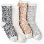 Snuggle Sac Warm Fuzzy Socks for Women, Super Soft Microfiber Cozy Winter Home Slipper Socks Set 4 Pairs, Heather Colors