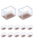 QWORK® 12 Pcs Rectangle Silicone Chair Leg Caps Floor Protectors for Chair Foot Square Width 24-30mm x Length 39-47mm