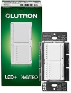 Lutron Maestro LED+ Dual Dimmer and Timer Switch for Lights or Fans| 75-Watt LED Bulbs/2.5A Fans, Single-Pole | MACL-L3T251-WH | White