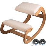 VEVOR Ergonomic Kneeling Chair 220LB Load Capacity Kneeling Posture Desk Chair Stool with Hip Cushion Kneeling Ergonomic Stool for Home Office Good Posture Computer Stool White Oak