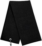 botogift 1Pack Golf Towel, 16" x 24" Golf Towel for Golf Bags with Clip - Premium Microfiber Waffle Pattern Golf Towel, Tri-fold Golf Towels for Men Women, Black