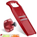 Börner Roko Powerline Vegetable Slicer Set (2-Piece) • Fine Julienne Cutter for Fruit and Vegetables + Safety Guard • Julienne Slicer • Mandoline Slicer Set • Kitchen Slicer (Red)