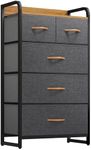 YITAHOME Fabric Dresser with 5 Drawers, Fabric Dresser, Organizer Unit for Bedroom(Dark Grey)