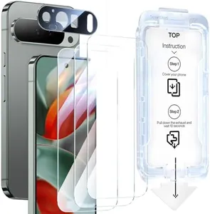 SMARTDEVIL 3 Pack Screen Protector for Google Pixel 9 Pro with Camera Lens Protector, Finger Print Reader Compatible, Clear 9H Tempered Glass Film, Alignment Frame, Fast & Easy Installation
