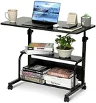 Laptop Desk Adjustable Desk Small Standing Desk Home Office Desks for Small Spaces Portable Desk Table for Bedrooms, 31.5" Black Uplift Student Study Desk Mobile Rolling Computer Work Desk on Wheels