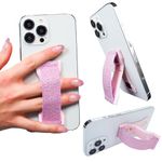 LoveHandle PRO Premium Phone Grip - Phone Strap - Magnetic Phone Mount and Kickstand for Smartphone and Tablet - Pink Glitter