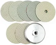 BGTEC 4" Wet Diamond Polishing Pads Set,7 Pieces Pads plus Aluminum Body Hook and Loop Backing Pad for Marble Stone Quartz Tiles