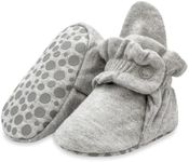 Zutano Unisex Organic Cotton Baby Booties With Gripper Soles, Gray Heather, 12M