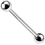 AZARIO LONDON G23 Grade Solid Titanium 14 Gauge (1.6MM) - 34MM Length Straight Barbell with 6MM Ball Industrial Piercing