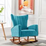 CRAFTCITY Ergonomic Rosewood Rocking Chair (Sky Blue 1)