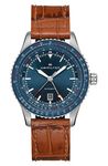 Hamilton Watch Khaki Aviation Converter Auto | Swiss Made | 42mm Stainless Steel Case | Blue Dial Analog Watch | Brown Leather Strap (Model: H76645540), Blue, Casual