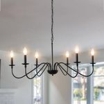 ETONIMERR Black Farmhouse Chandeliers Ceiling Lights 6 Light Candle Rustic Chandeliers for Dining Room Light Fixtures for Living Room Bedroom Kitchen Island Foyer