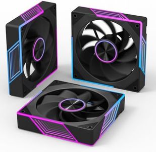 120mm ARGB Case Fan - 3 Pack, PWM Silent Cooling Fan for PC, 1800 RPM Black Reverse Fan