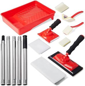 Paint Edger Tool Kit, 9-Inch Pad Set with 5-Section Threaded Extension Rod, 10 Pcs Set with Trim Touch-Up Pads, Corner & Ceiling Painter, 360° Rotating Handle Paint Edger with Refill Pads