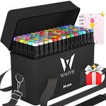 WAHYB 84+3 Colours Dual Tip Alcohol Markers Set + 1 Colouring Books +1 Gift for Artists and Adults - Art Pens with Smudge-Proof Ink - Permanent Art Markers for Drawing, Sketching, Anime and Manga