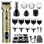 VGR Beard Trimmer for Men Kit - Cordless Hair Clippers - Precision Zero Gap T-Blade - 180 mins Rechargeable Electric Shaver - Ear Nose Face Body Head 6-in-1 Grooming Set