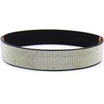 Suyi Stretchy Rhinestone Belt Crystal Elastic Wide Waist Belt Shiny Bling Belts for Women Dress Rhinestone Colorful Black Band 95CM