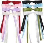 8 PCS Tassel Hair Bows for Women, Fashion Hair Bows Clip, Hair Ribbon Barrettes with Long Tail, Cute Hair Accessories for Women Girls Gifts