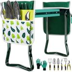 EAONE Garden Kneeler and Seat - Foldable Garden Bench Stool with Soft Kneeling Pad, 6 Garden Tools, Tool Pouches and Gardening Glove for Men, Gardening Gifts for Women, Protecting Your Knees & Back