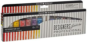 Daler Rowney Designers Gouache Introduction Paint Set, 12 Assorted Colours x 15ml Tubes, Ideal for Professional Watercolour & Gouache Artists